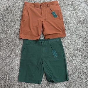 Extracurricular Men's Flat Front Shorts - Rust and Forest Green
